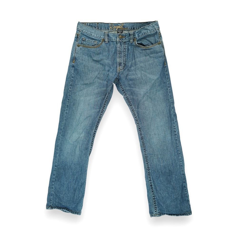 Royal Premium Jeans Men's 38x32‎ Mid Rise Embroidered Preppy  Blue